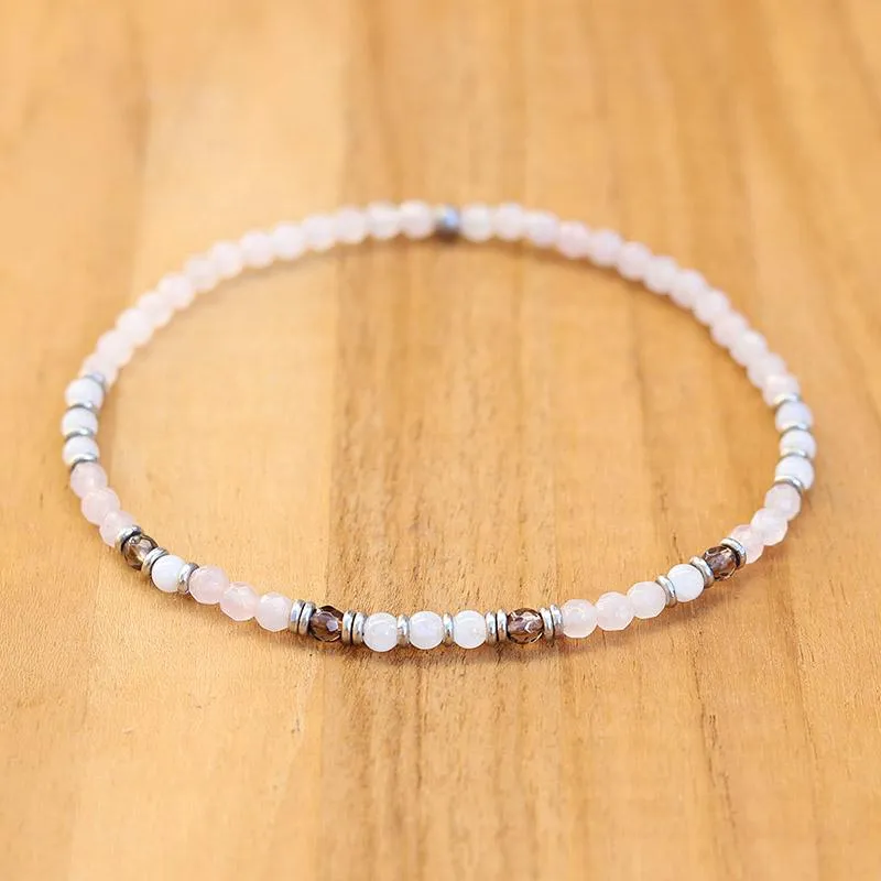 "Love & Intuition" Rose Quartz and Moonstone Delicate Anklet