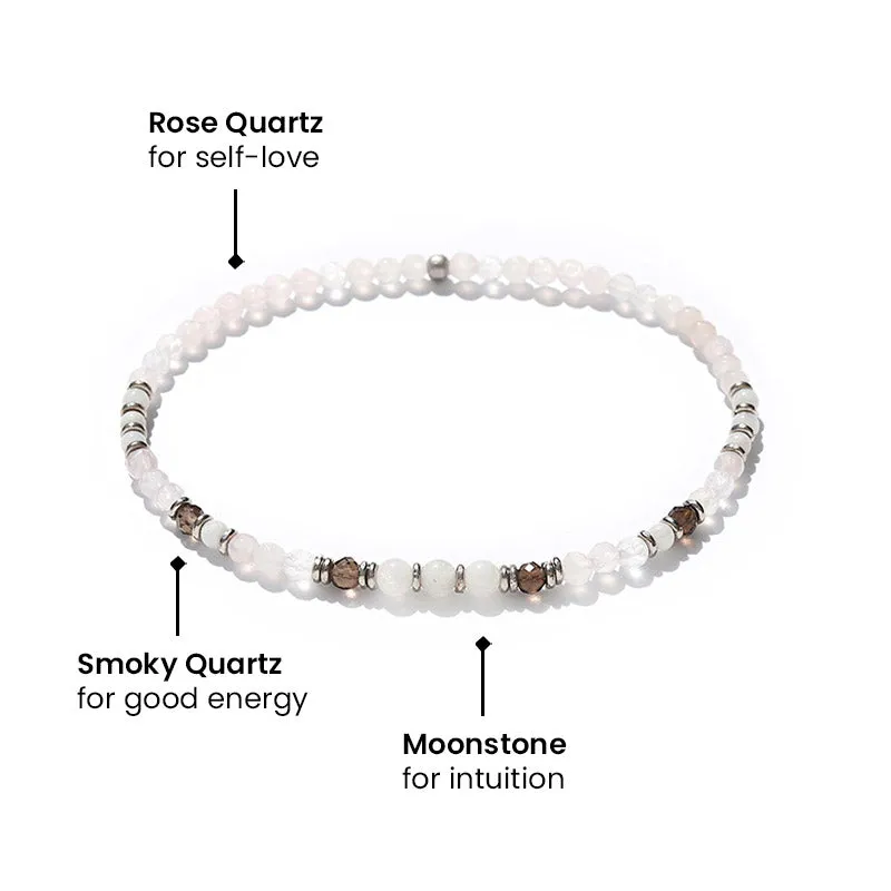 "Love & Intuition" Rose Quartz and Moonstone Delicate Anklet