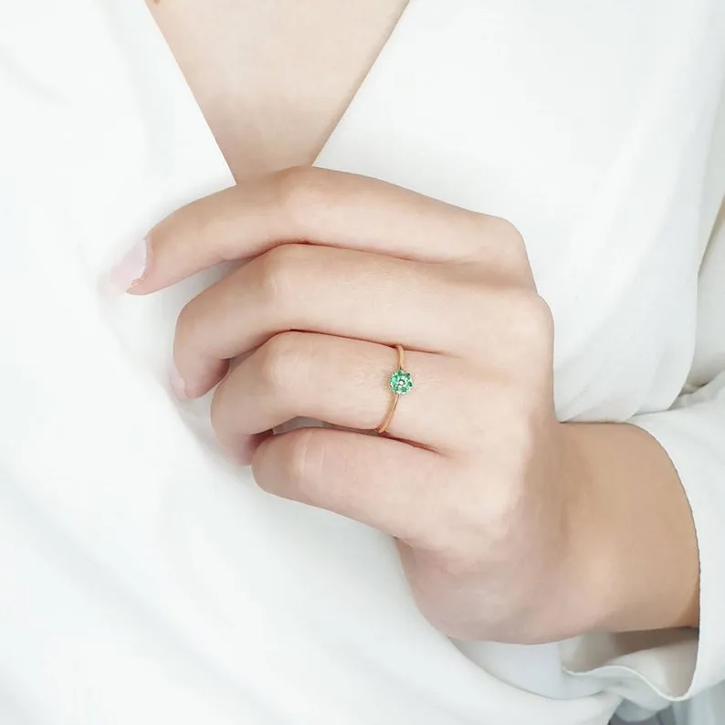 Real Emerald Ring In Solid Gold