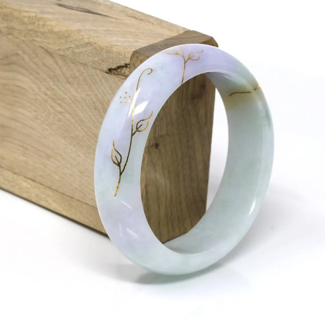 RealJade® 18k Gold Inlaid Genuine Burmese Jadeite Jade bangle Bracelet ( 58.5 mm ) #250