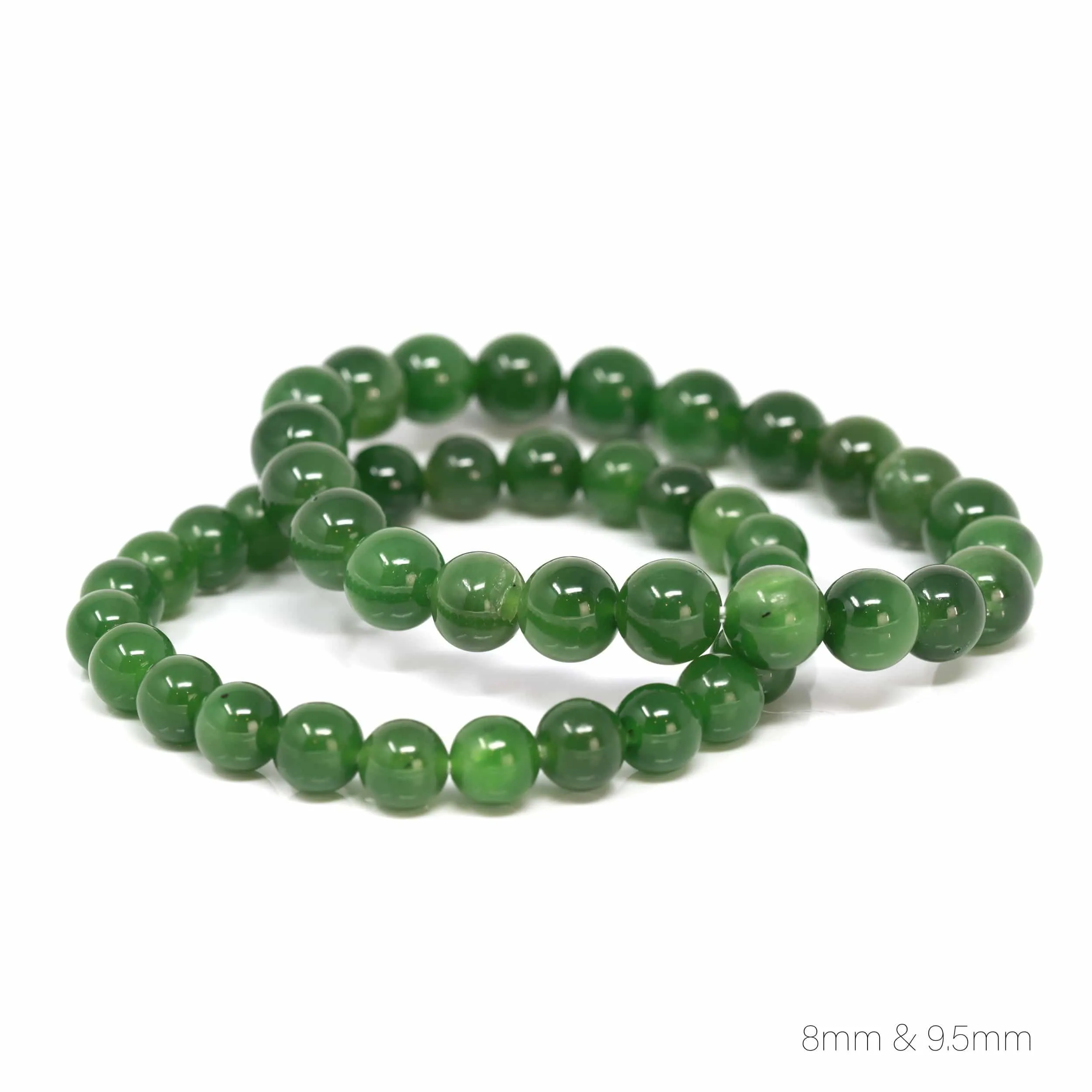 RealJade® Genuine Green Nephrite Jade Round Beads Bracelet Bangle ( 8mm )