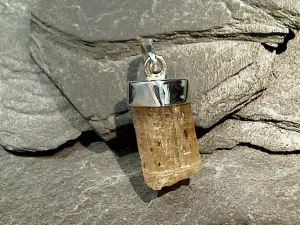 Rough Imperial Topaz, Sterling Silver Pendant