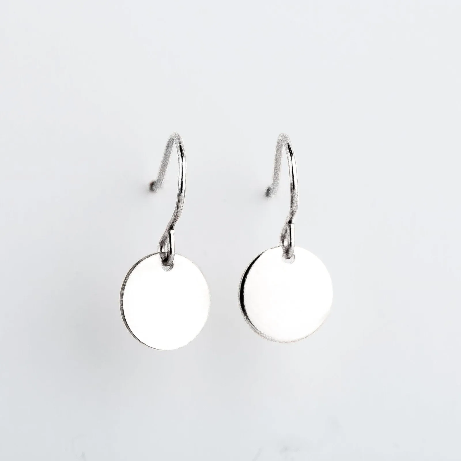 Round Circle Disc Dangle Earrings | Sterling Silver