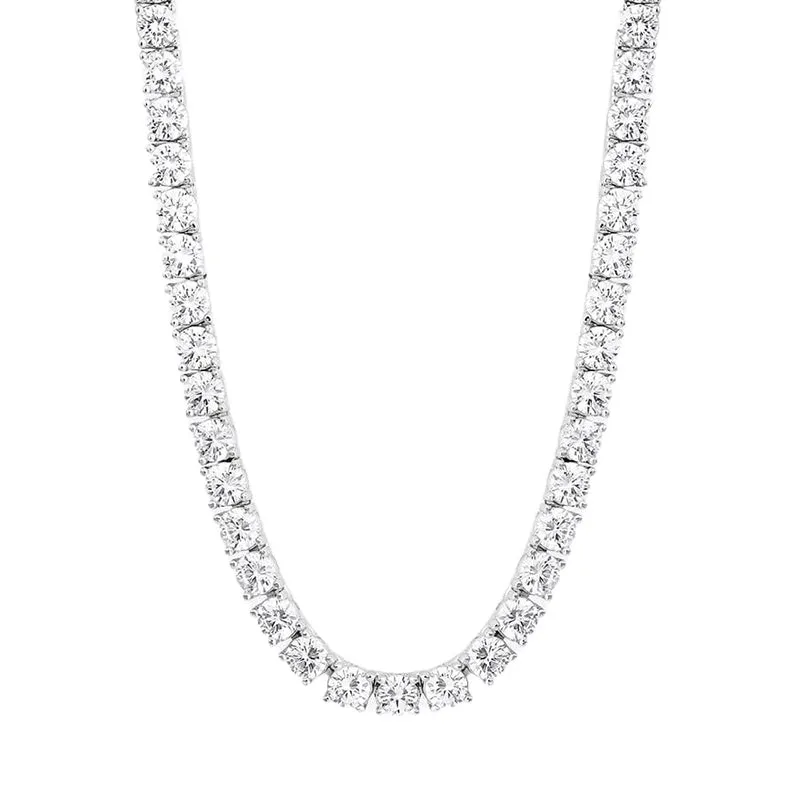 Round Cut Tennis Chain in White Gold - 5mm