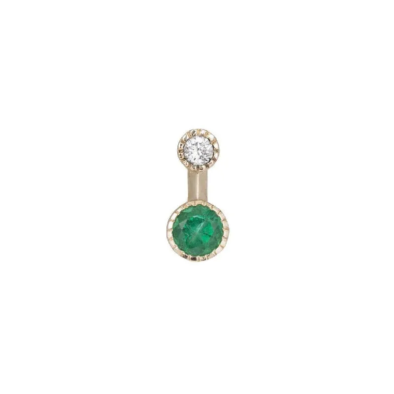 Round Emerald Drop Stud (Single) (ready to ship option)*