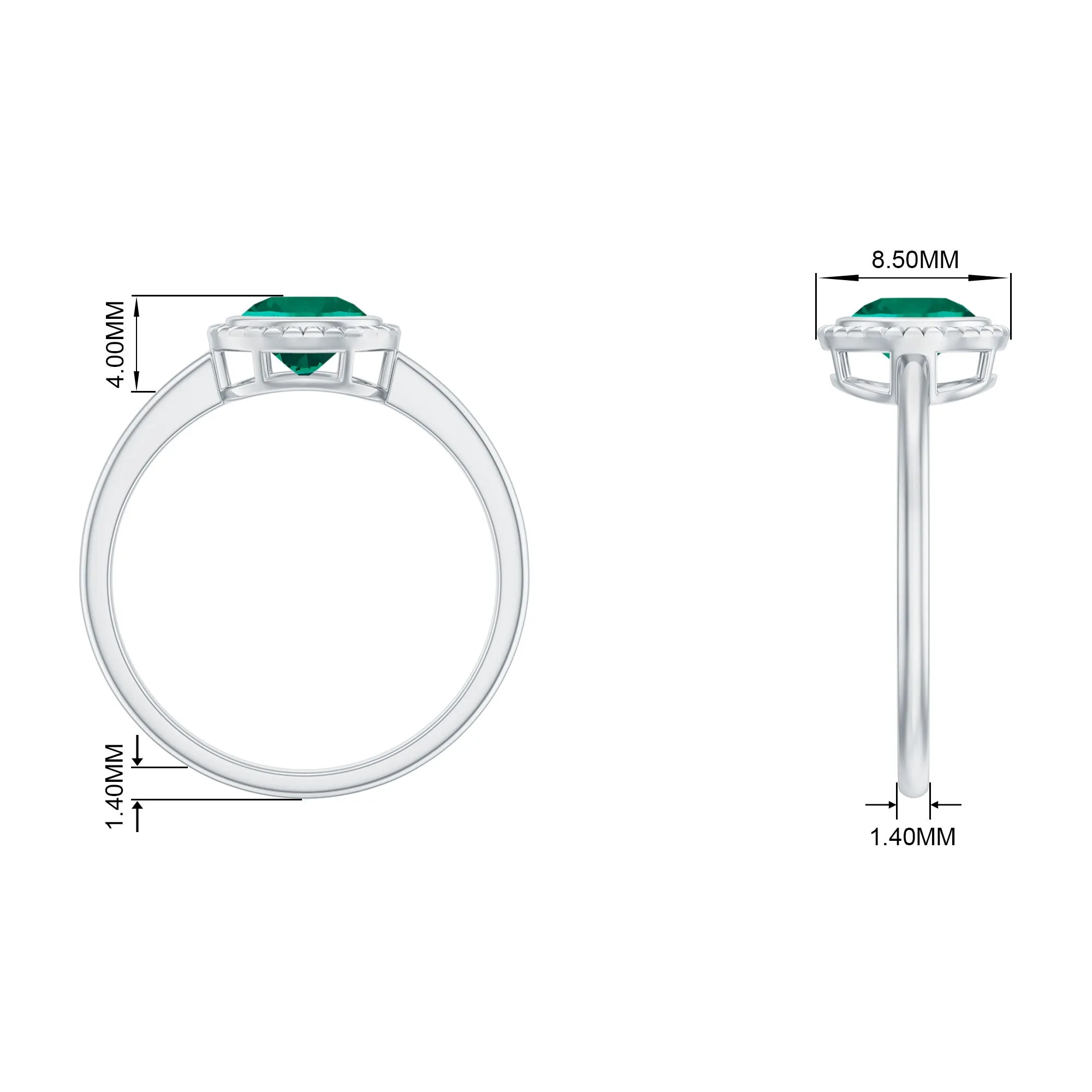 Round Lab-Created Emerald Solitaire Gold Ring in Bezel Setting