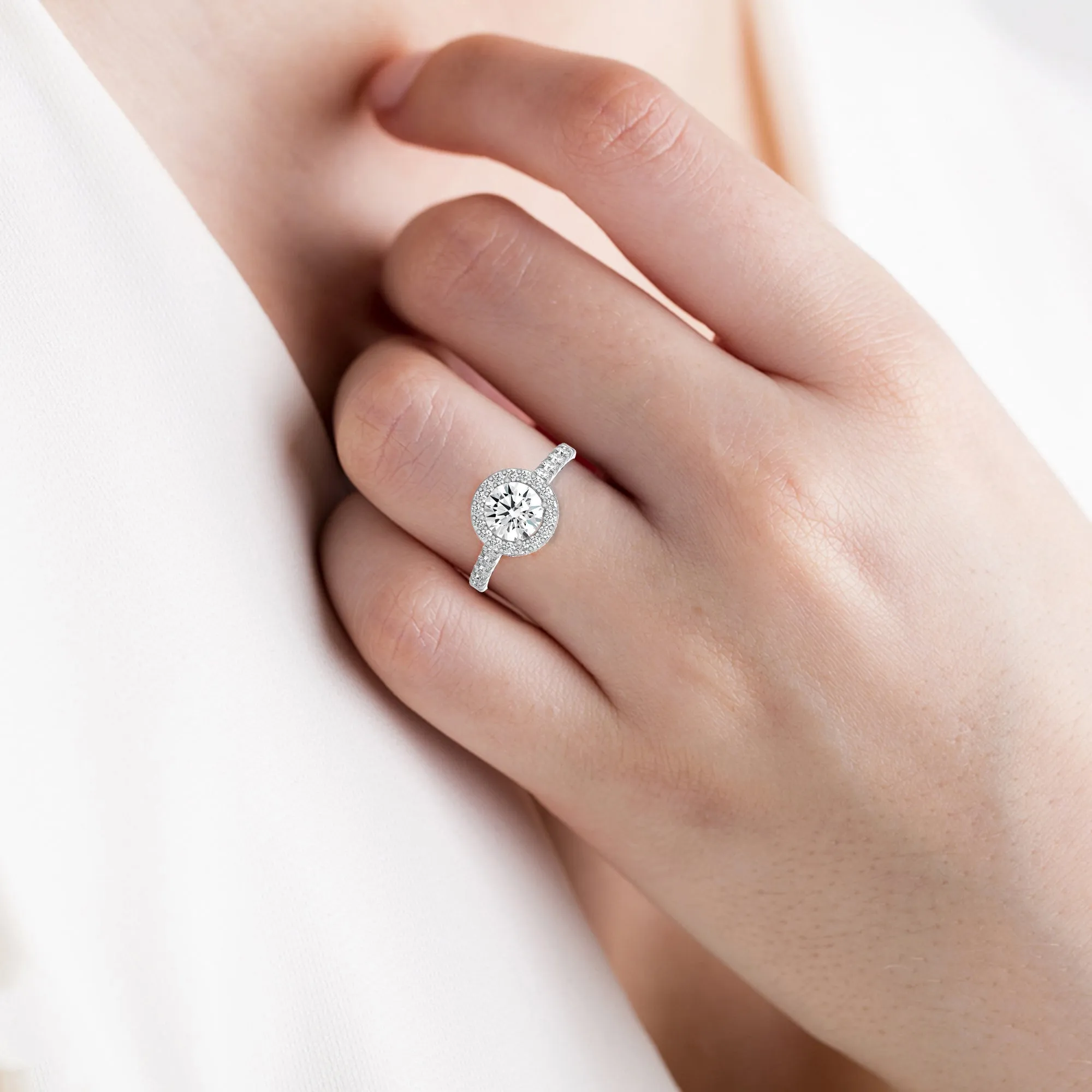 Round Lab Grown Diamond Halo Ring