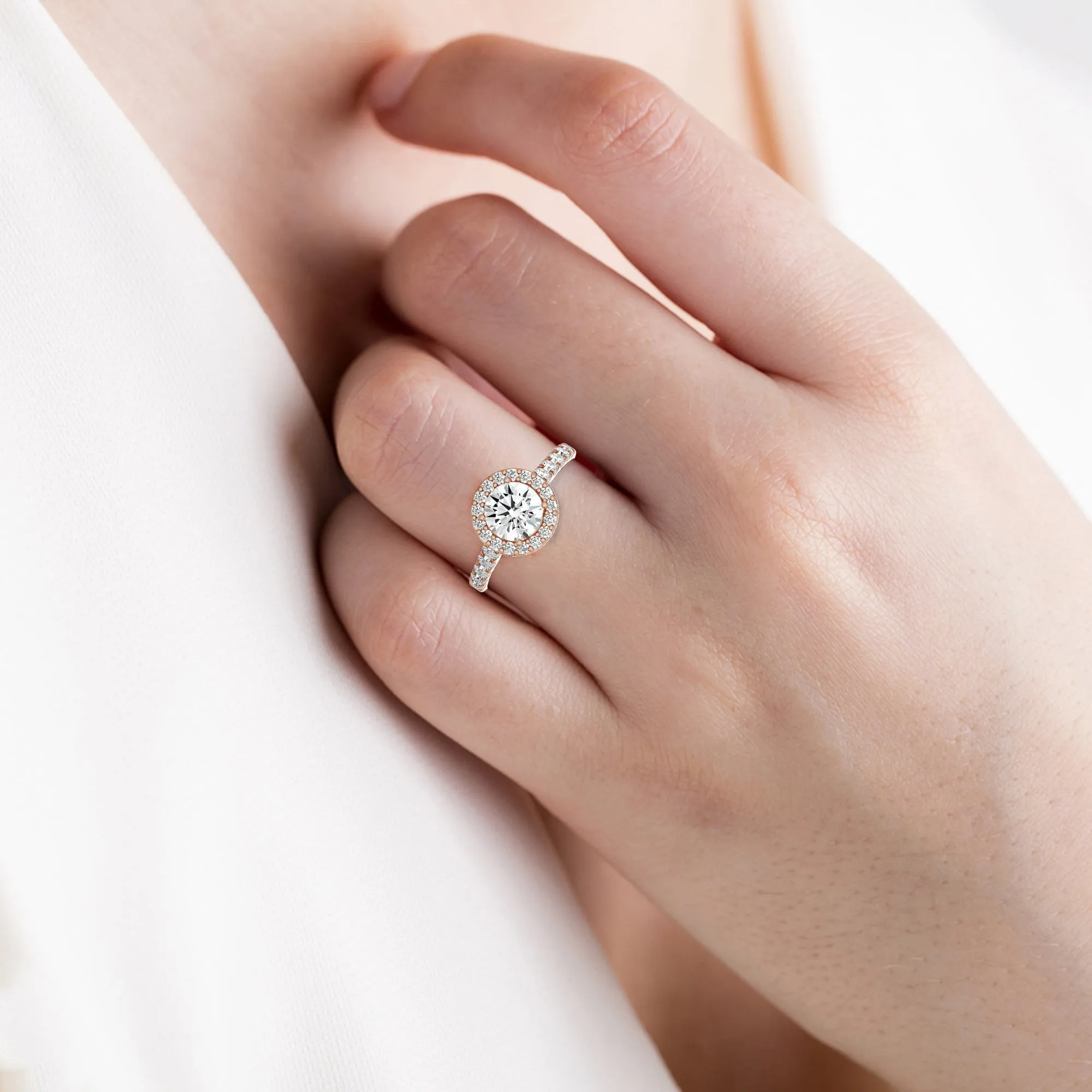 Round Lab Grown Diamond Halo Ring