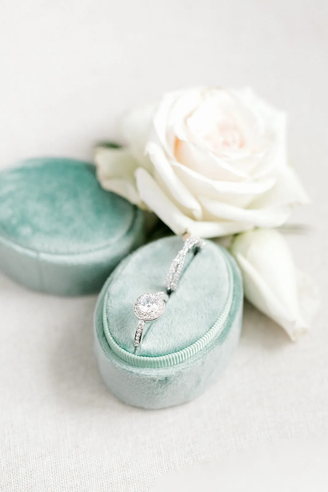 Sage Green Velvet Horizontal Oval Ring Box