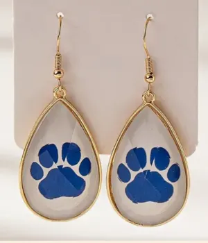 Saint Bridget Fish Hook Earrings With Dangle Beveled Paw Print