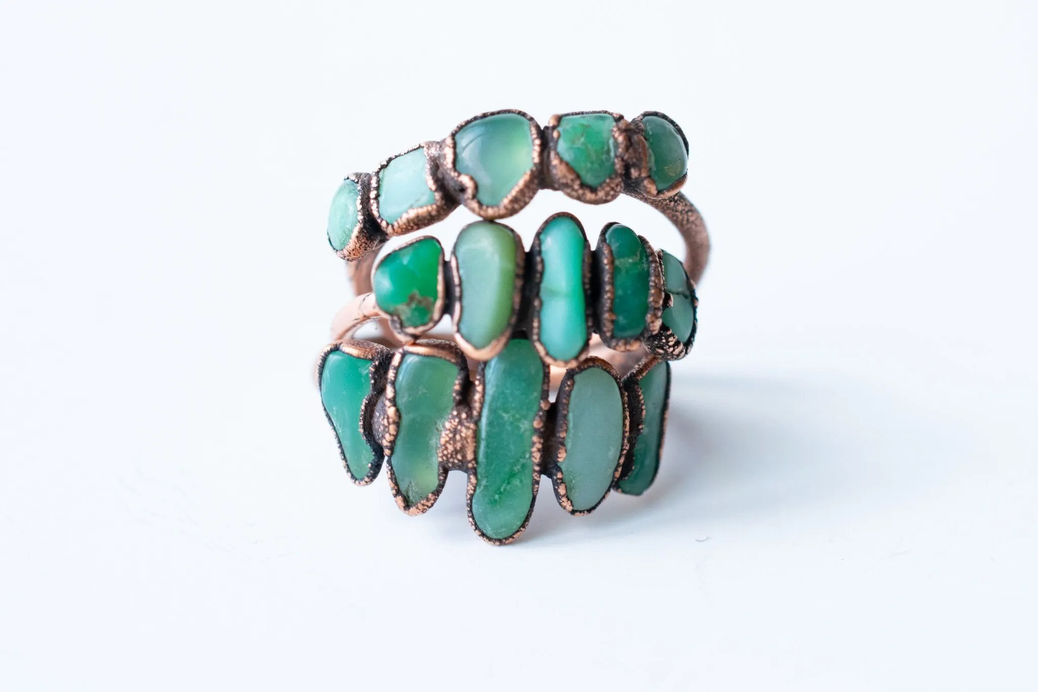 SALE Multi Stone Chrysoprase ring | Tumbled chrysoprase ring