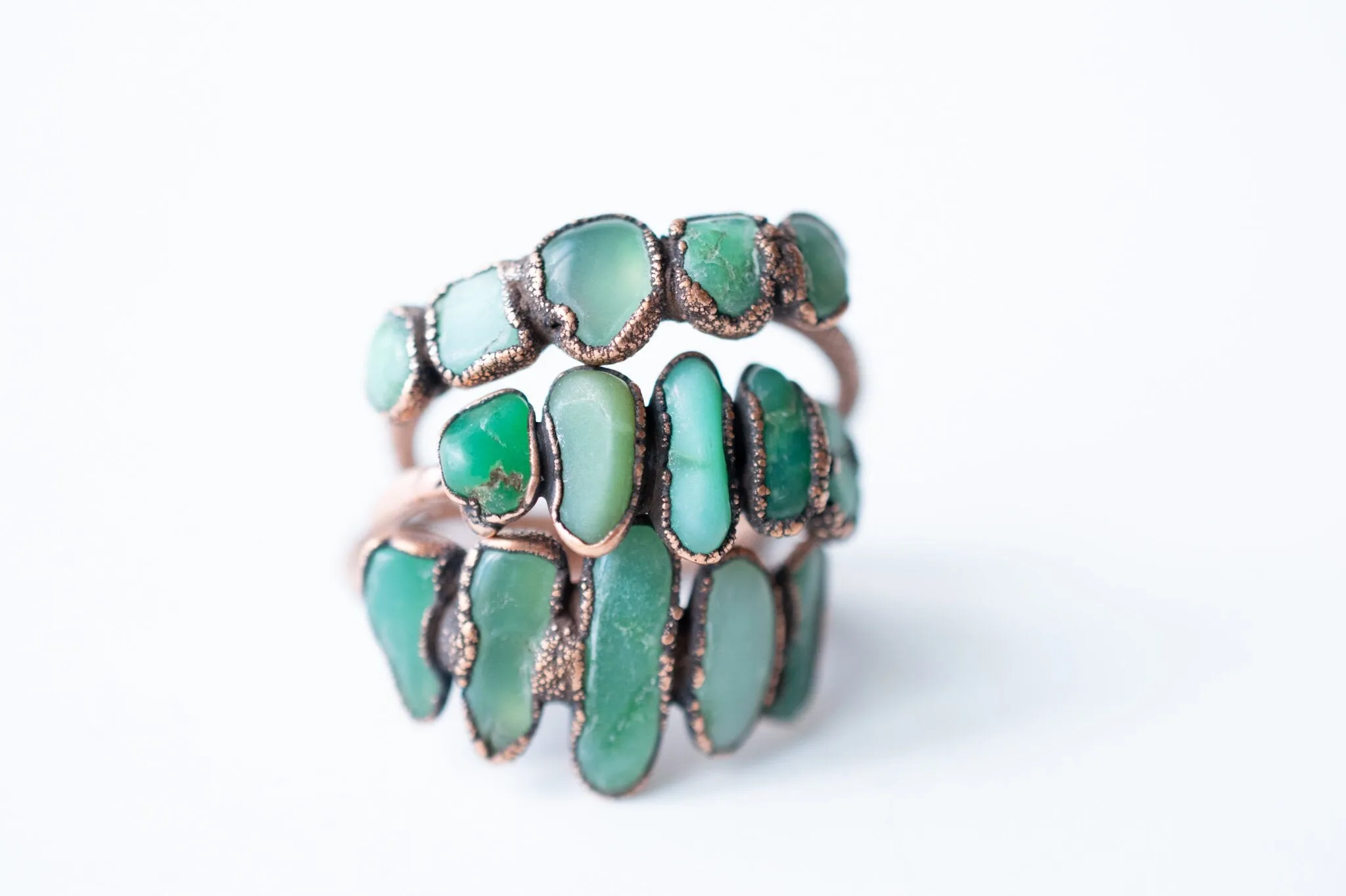 SALE Multi Stone Chrysoprase ring | Tumbled chrysoprase ring