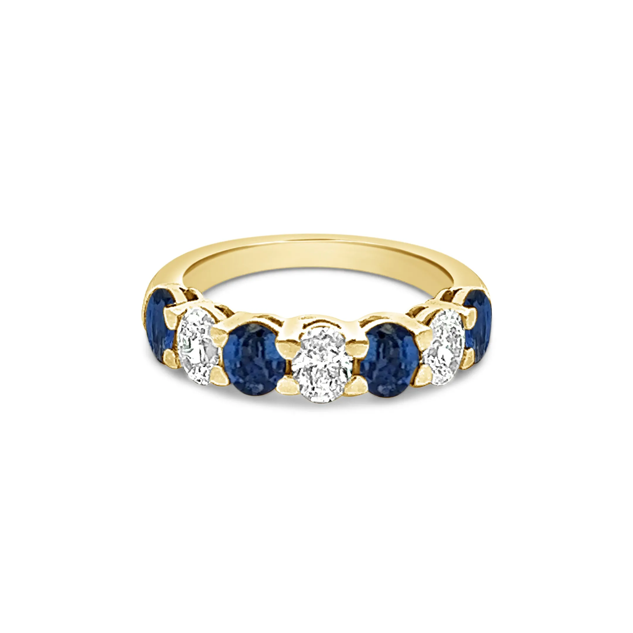 Seven Stone Oval Sapphire and Diamond Band