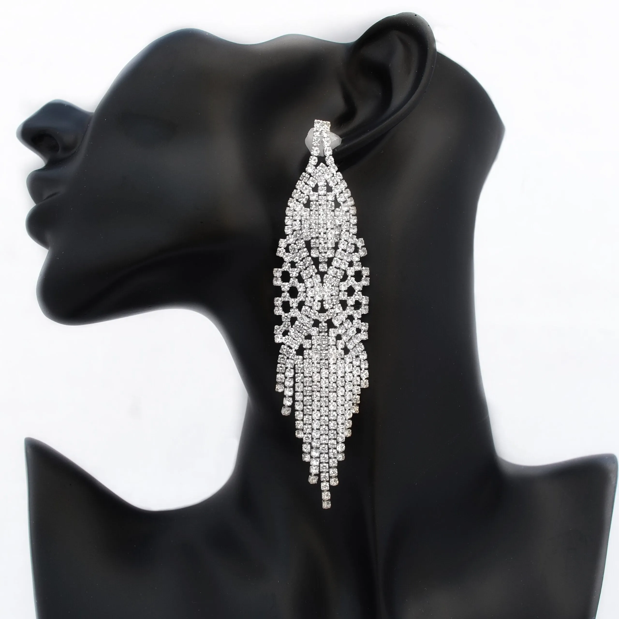 SHAWNA - clear pave rhinestone dangle earrings