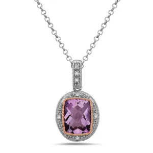 Silver & 14K Gold Gemstone And Diamond Pendant