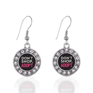 Silver Don't Shop, Adopt Circle Charm Dangle Earrings