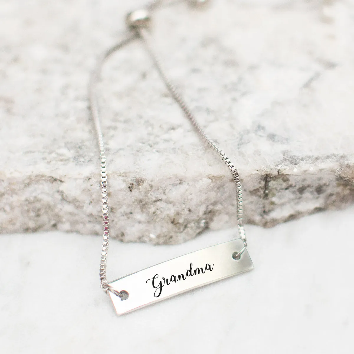 Silver Grandma - Script Adjustable Bar Bracelet