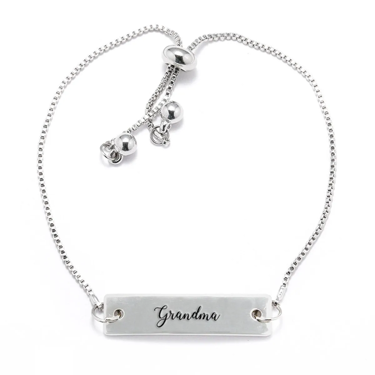 Silver Grandma - Script Adjustable Bar Bracelet