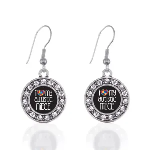 Silver I Love My Autistic Niece Circle Charm Dangle Earrings