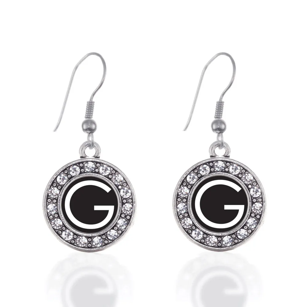 Silver My Initials - Letter G Circle Charm Dangle Earrings