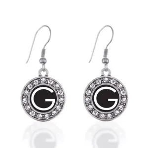 Silver My Initials - Letter G Circle Charm Dangle Earrings