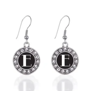 Silver My Vintage Initials - Letter E Circle Charm Dangle Earrings