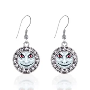 Silver Thirsty Vampire Circle Charm Dangle Earrings