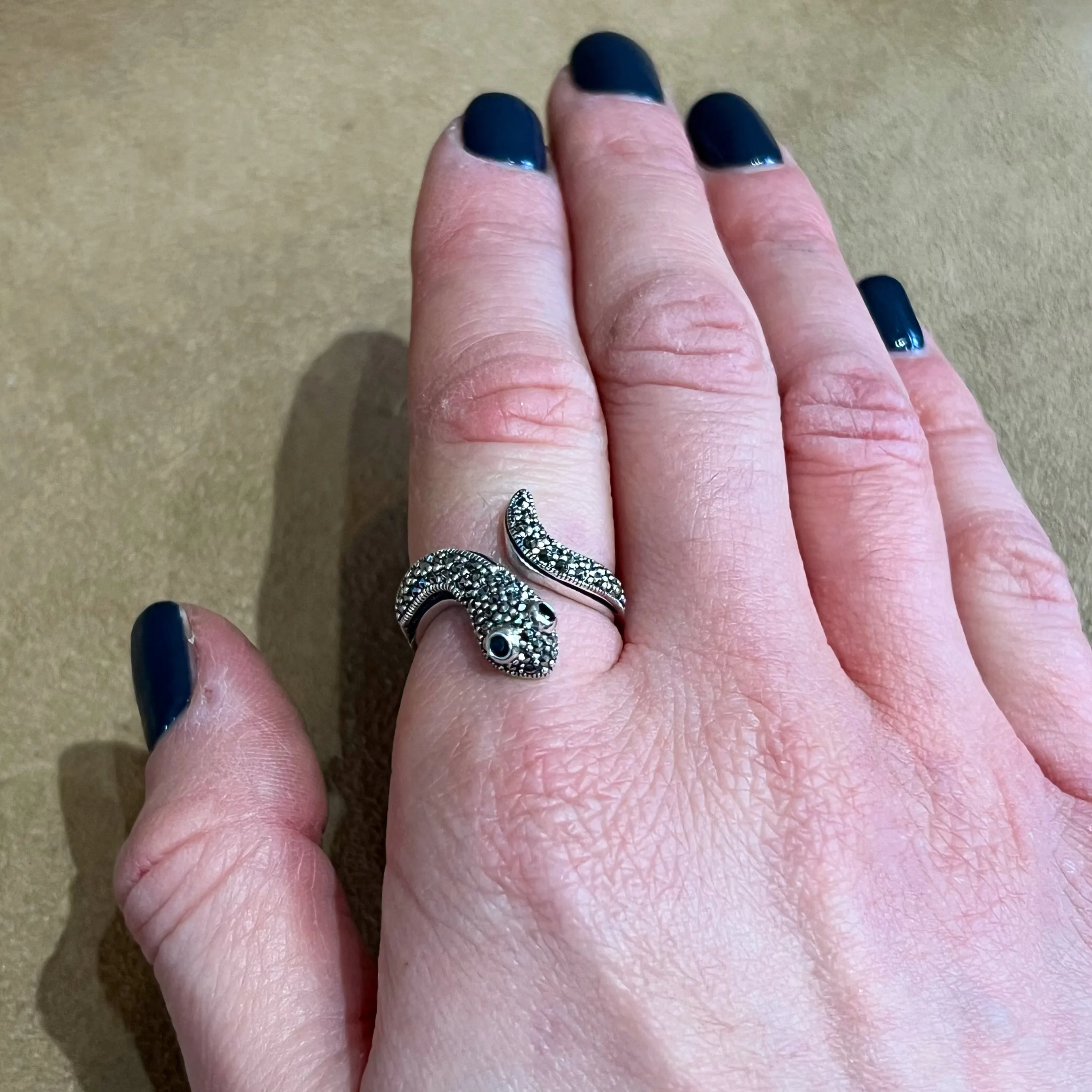 Snake Ring Silver Marcasite