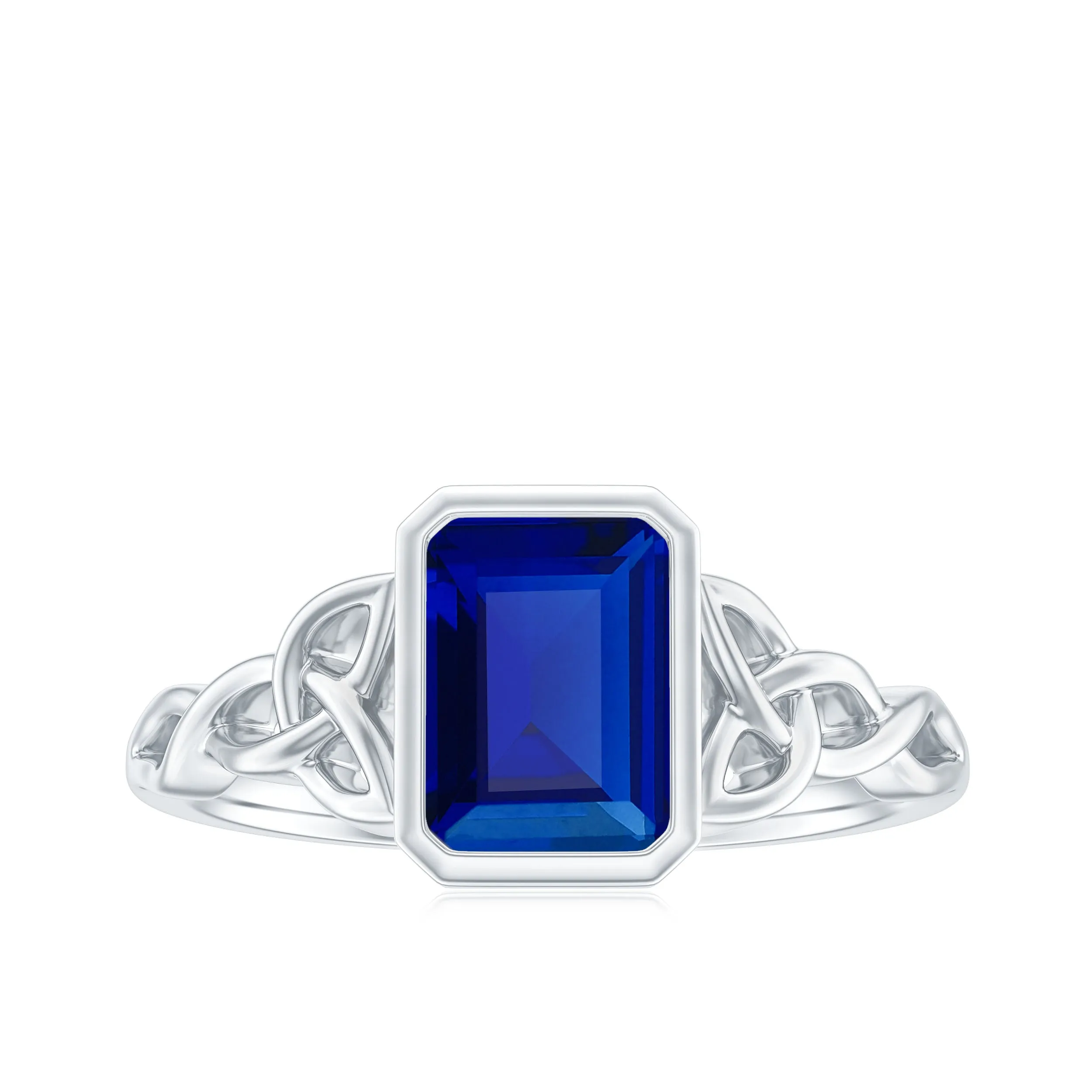 Solitaire Created Blue Sapphire Celtic Engagement Ring