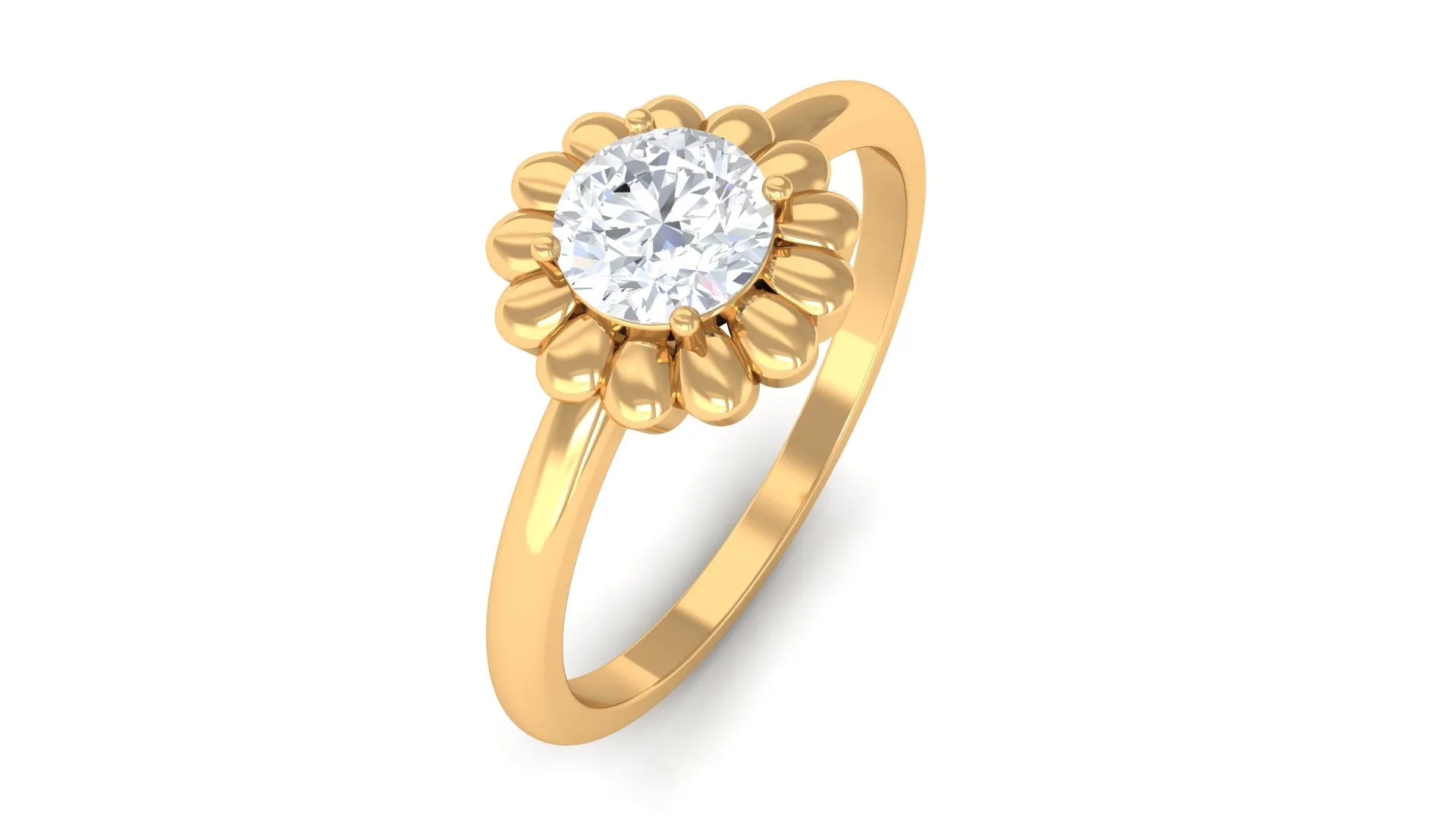 Solitaire Lab Grown Diamond Flower Ring