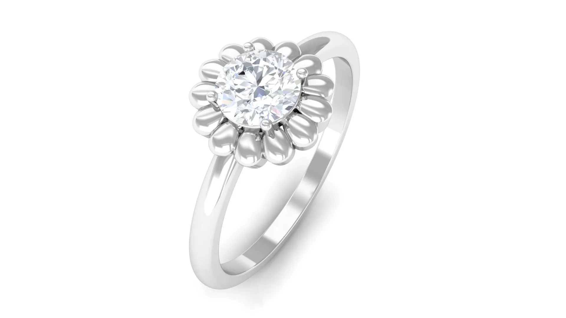 Solitaire Lab Grown Diamond Flower Ring