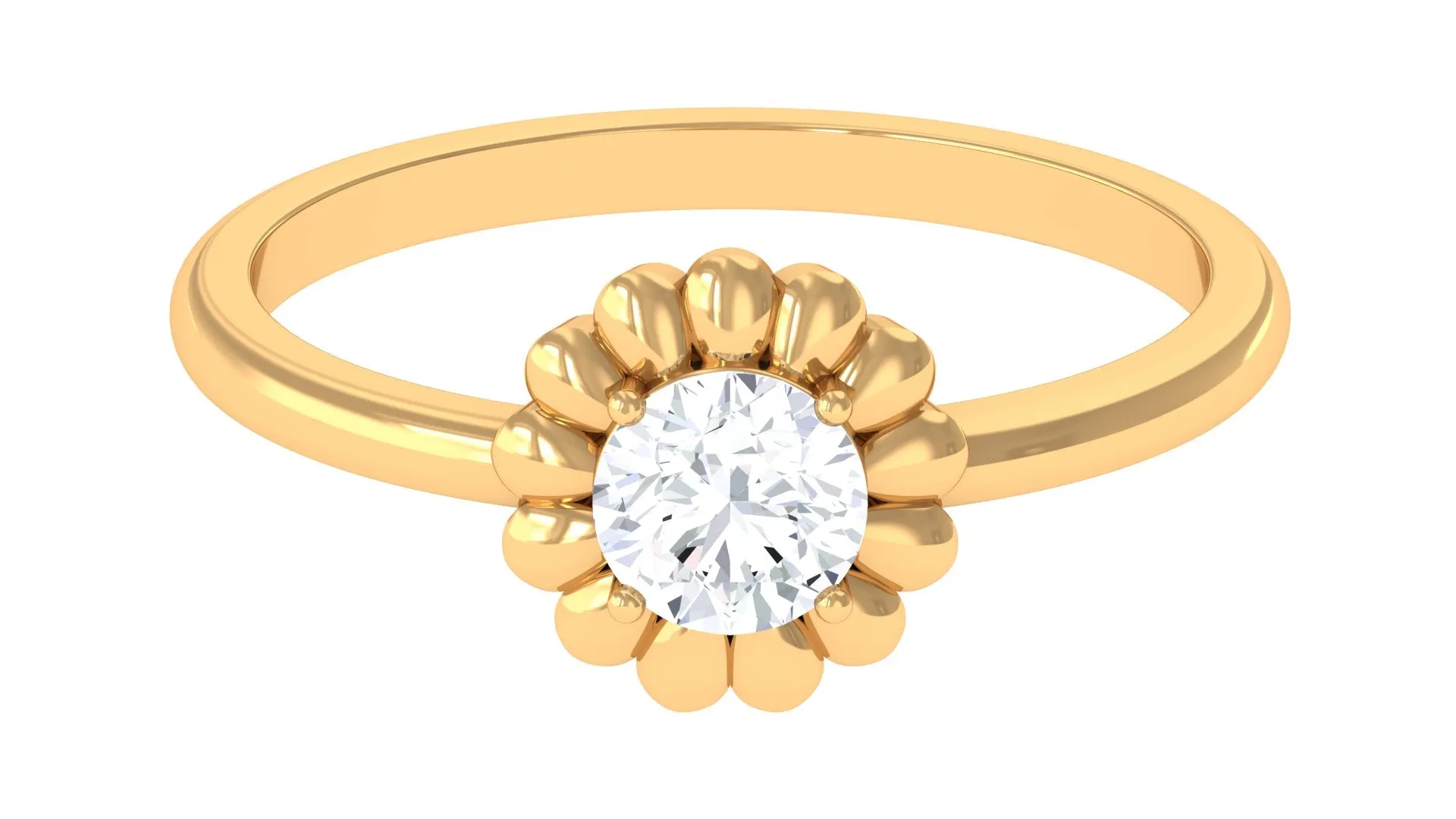 Solitaire Lab Grown Diamond Flower Ring