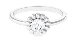 Solitaire Lab Grown Diamond Flower Ring