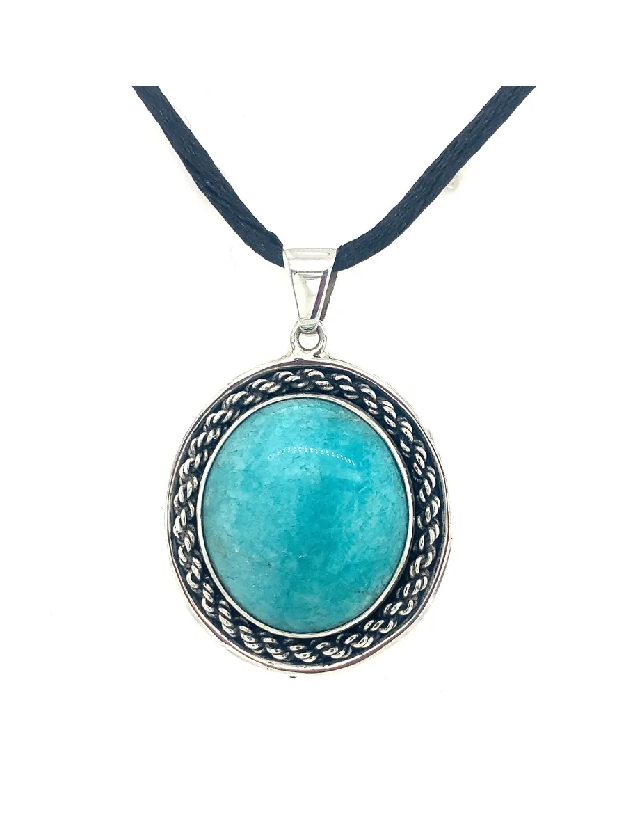 Sterling Silver & Round Amazonite Pendant