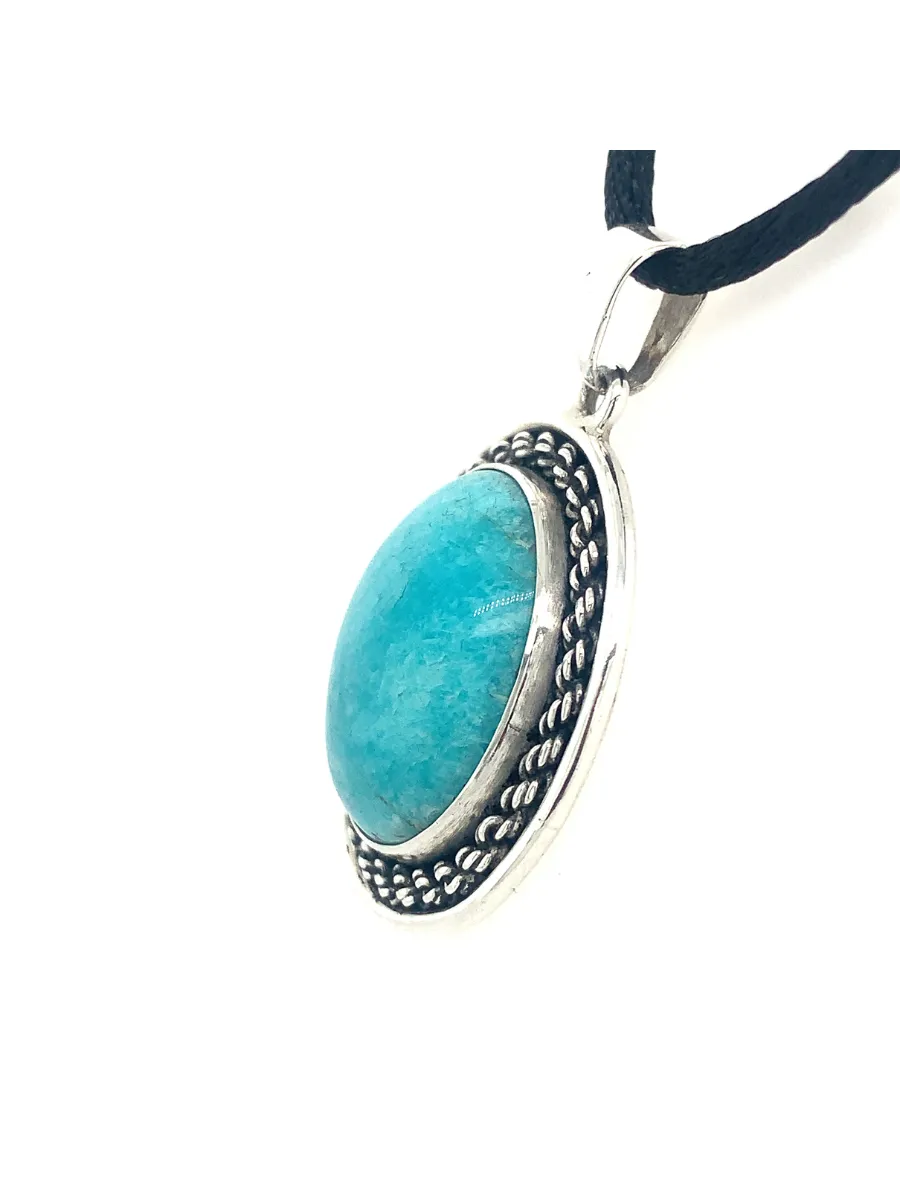 Sterling Silver & Round Amazonite Pendant