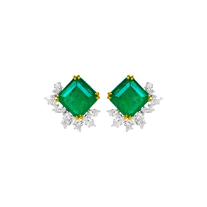 Sterling silver emerald earrings with marquise cz diamonds