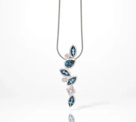 Sterling Silver London Blue with White Topaz Pendant