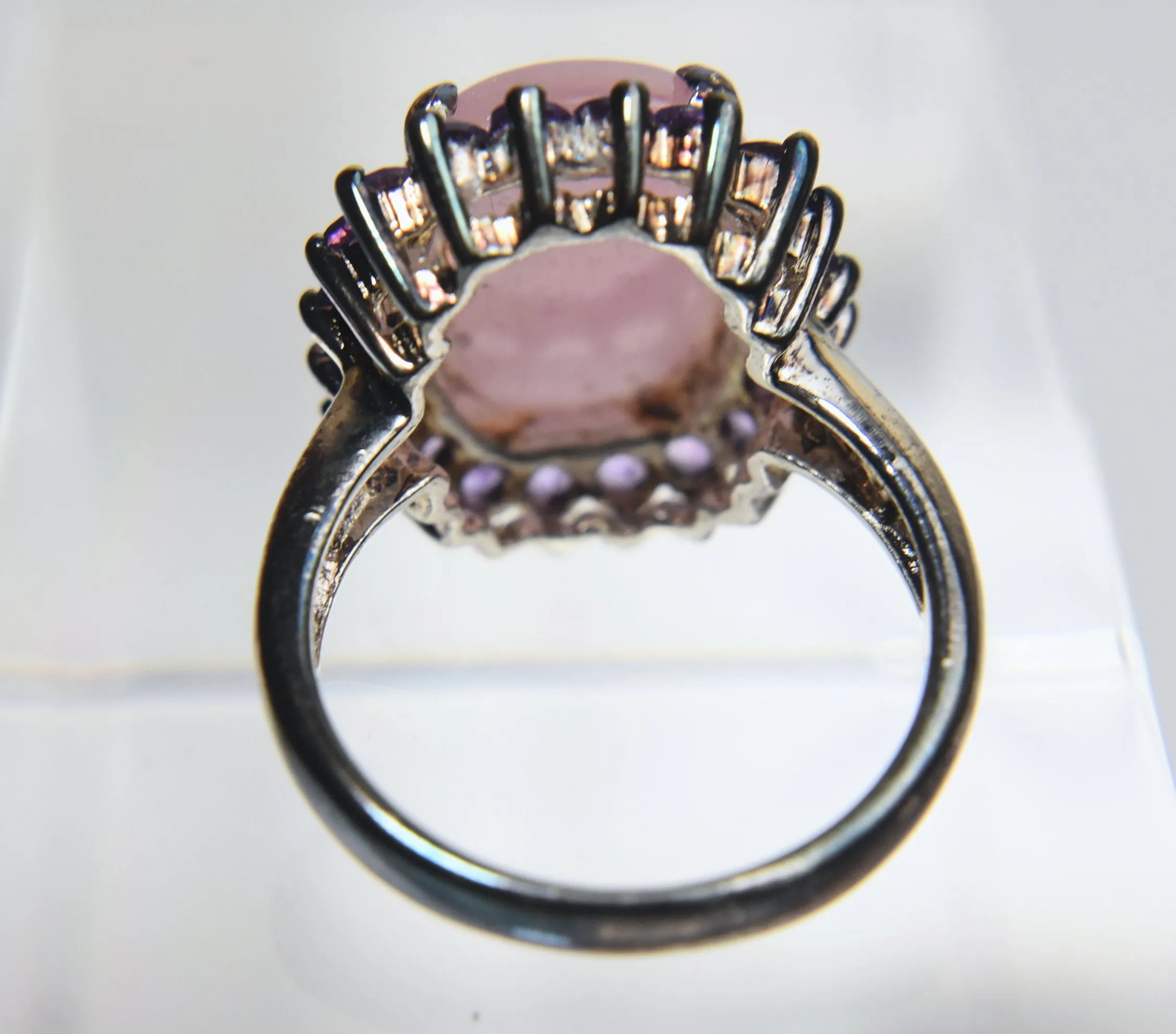 Sterling Silver Pink Jade Ring - Size 8