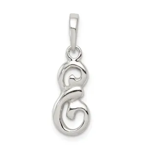 Sterling Silver Polished Initial E Pendant