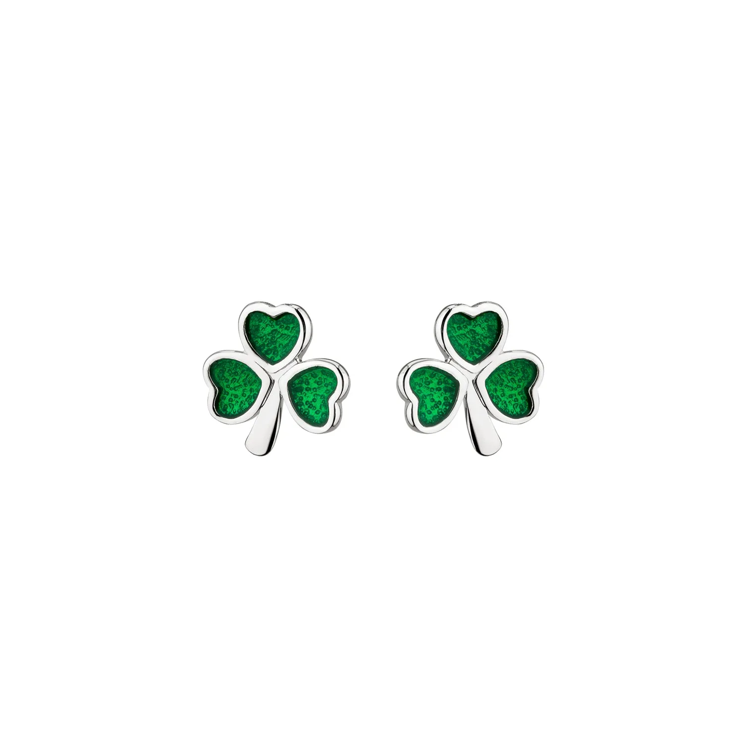 Sterling Silver Shamrock Stud Earrings with Emerald Green Stones