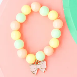 Stretch Bead Bracelet Bow Charm Children's Jewelry