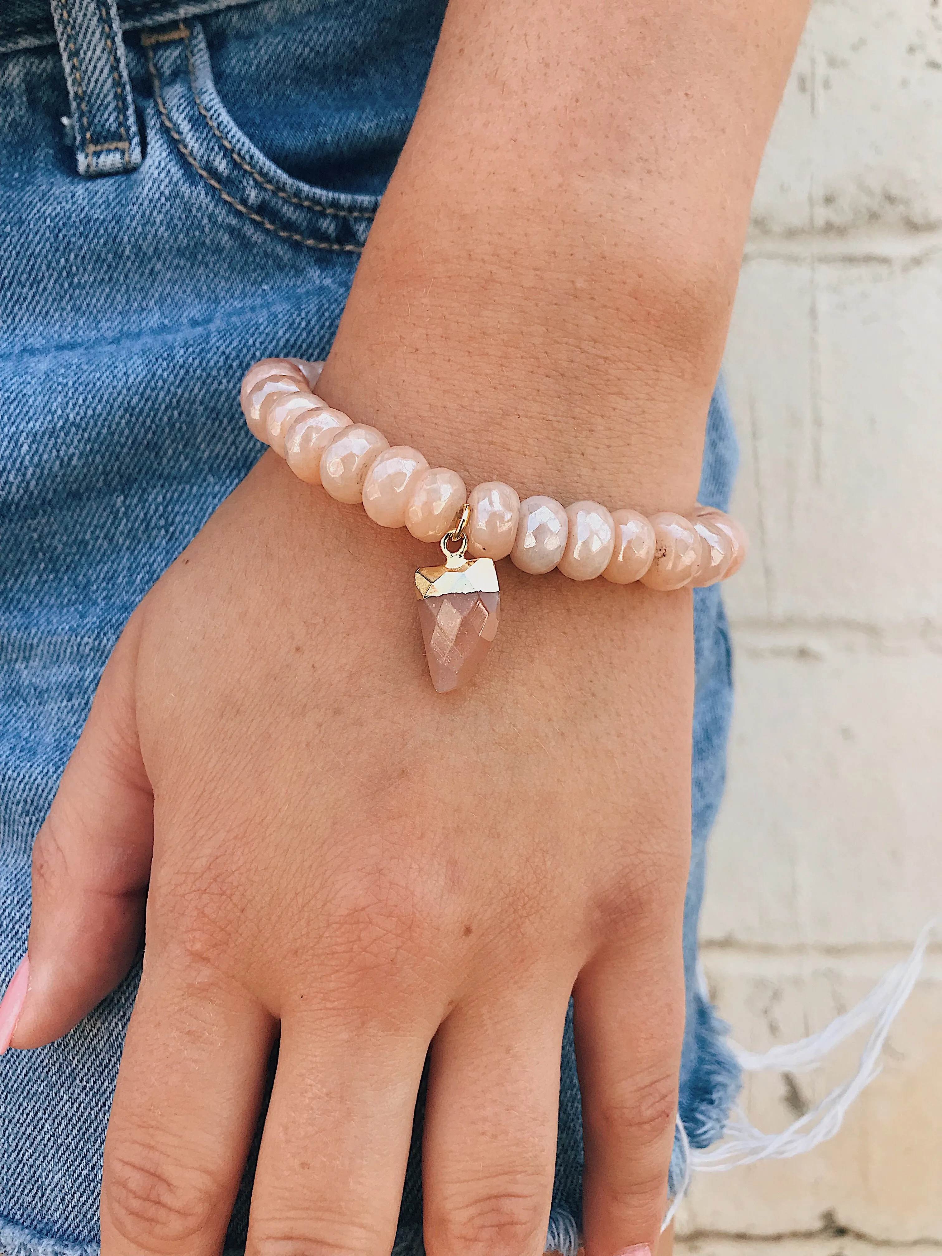 Sunstone Bracelet // Gemstone Tooth Charm