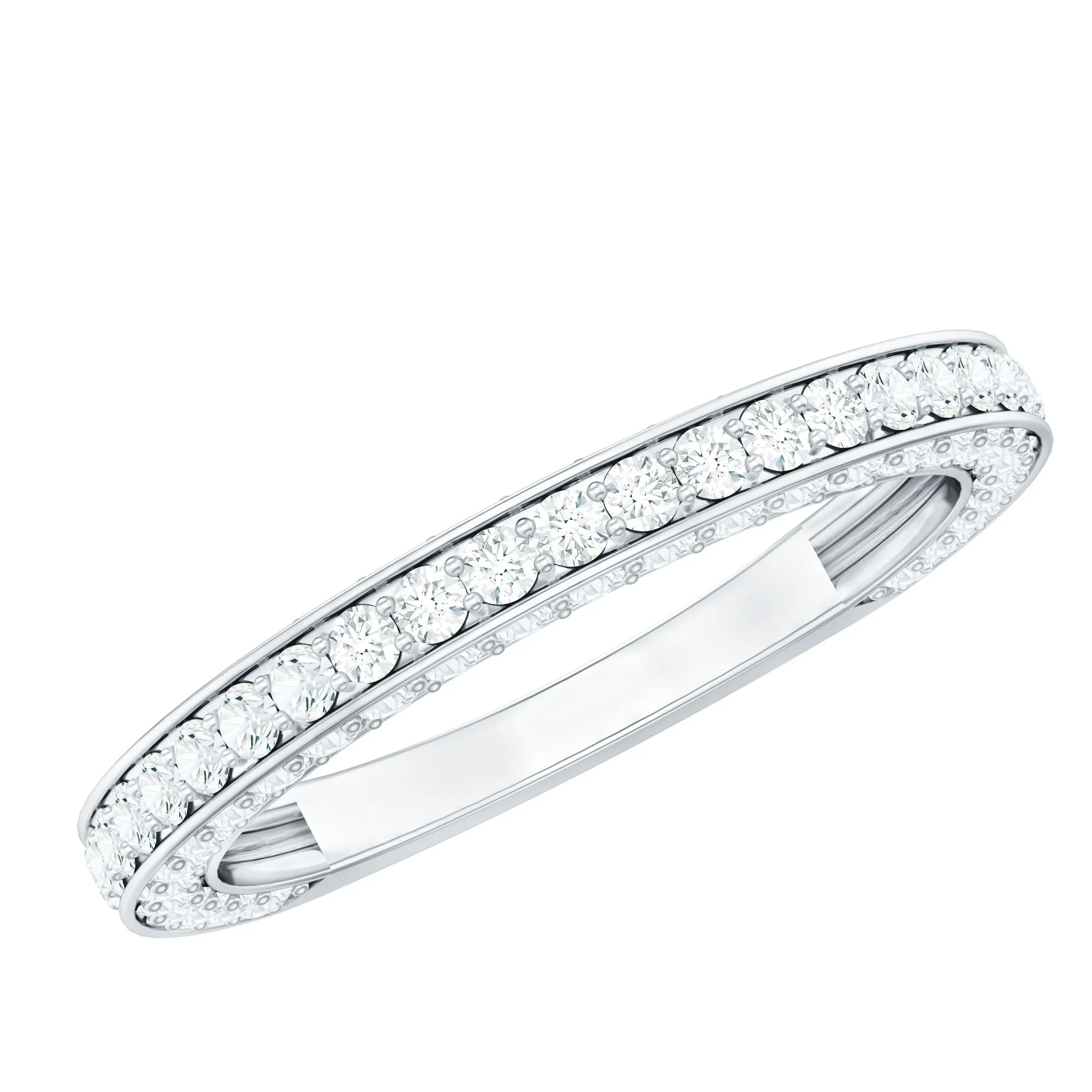 Surface Prong Set Moissanite Minimal Half Eternity Ring