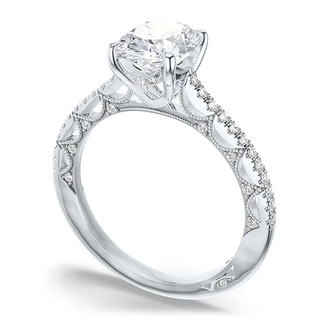 Tacori Platinum Oval Solitaire Lunetta Crescent Engagement Ring Mounting