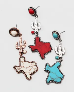 Texas Map Stone Earrings