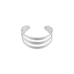 Theia 3 Rows Statement Cuff Bracelet Silver Plating