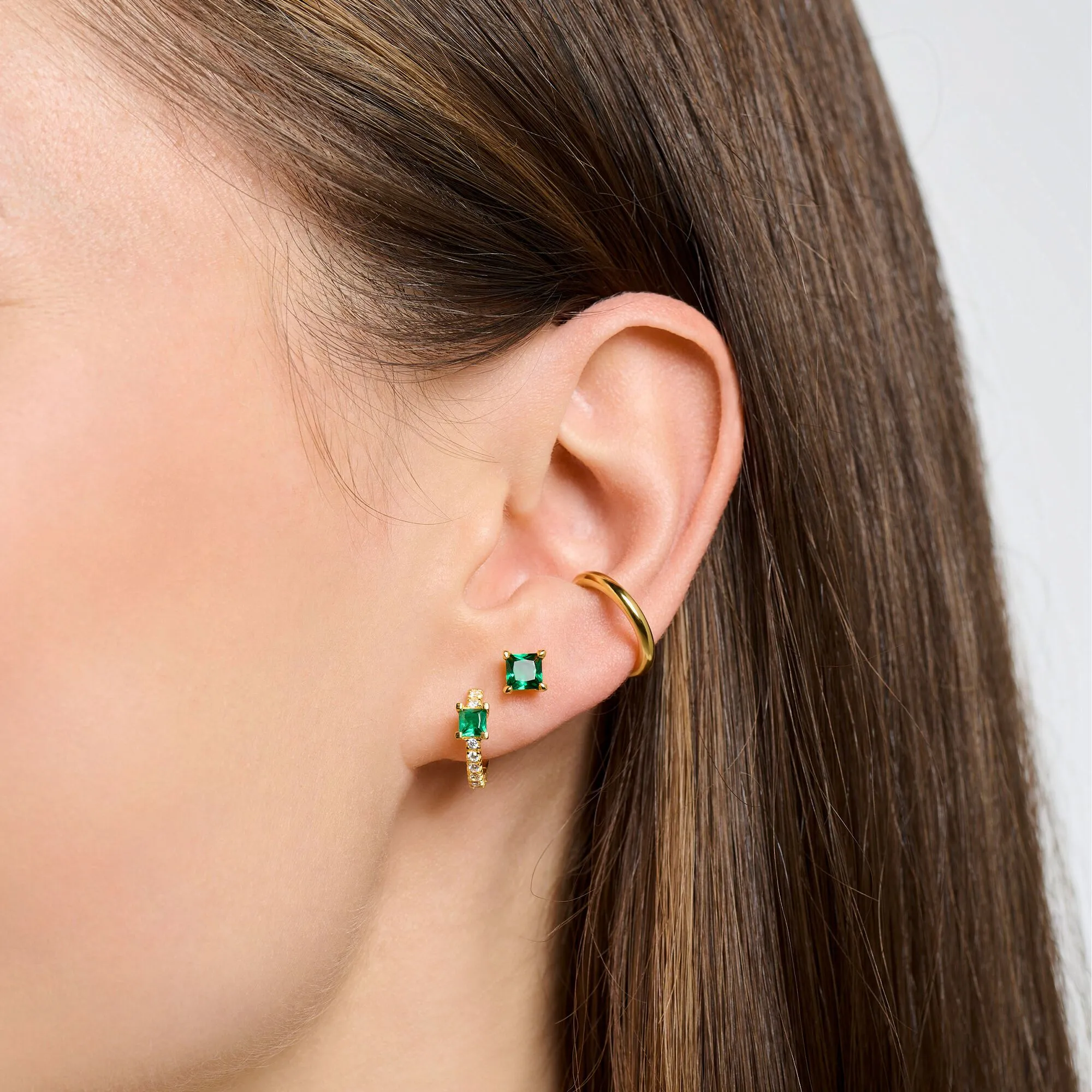 Thomas Sabo Single Ear Stud With Green Stone Gold H2233-476-6