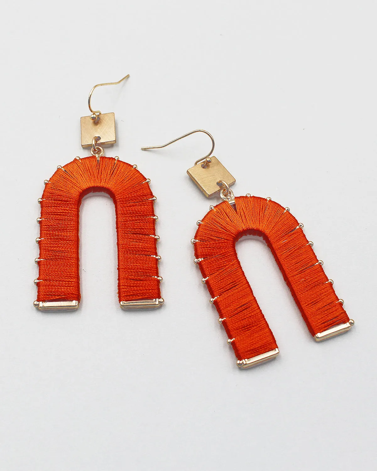 Thread Wrapped Arch Drop Earrings