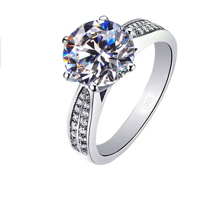 Tibetan Silver Rings Luxury 3 Carat Zircon