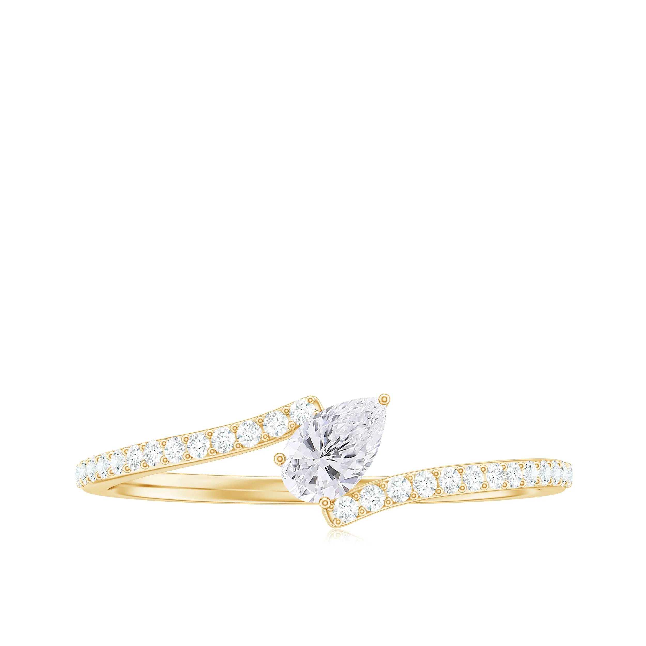 Tilted Pear Shape Diamond Bypass Promise Ring